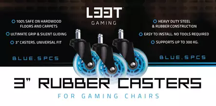 L33T GAMING XSF048 3" SINISET KUMIPYÖRÄT - Työtuolit - 5706470072640 - 2