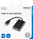 DELTACO HDMI-VGA-ADAPTERI 0.2M, MUSTA - Adapterit ja jakajat - 7333048053350 - 3
