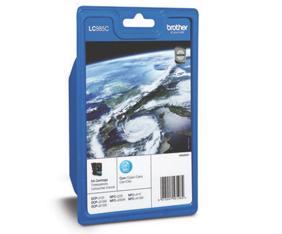BROTHER LC985C CYAN VÄRIPATRUUNA - Brother-mustesuihkuvärit - 4977766675420 - 1