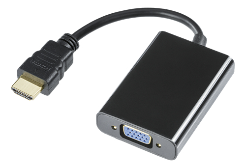 DELTACO HDMI-VGA-ADAPTERI 0.2M, MUSTA - Adapterit ja jakajat - 7333048053350 - 1