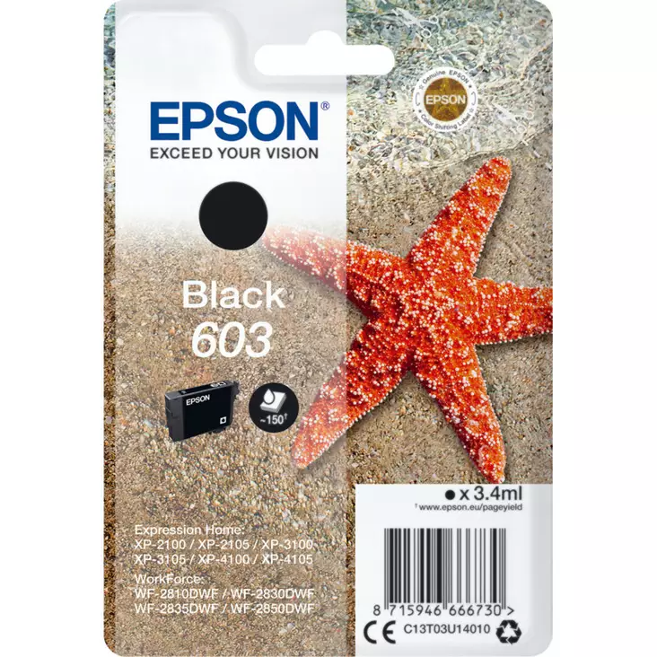 EPSON 603 MUSTA VÄRIPATRUUNA - Epson-mustesuihkuvärit - 8715946666730 - 1