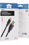 WAVE LATAAVA DATAKAAPELI USB-C 2M MUSTA - Lataus- ja datakaapelit - 6418312151541 - 1