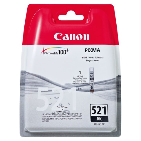 CANON CLI-521BK MUSTA VÄRIPATRUUNA - Canon-mustesuihkuvärit - 8714574523361 - 1
