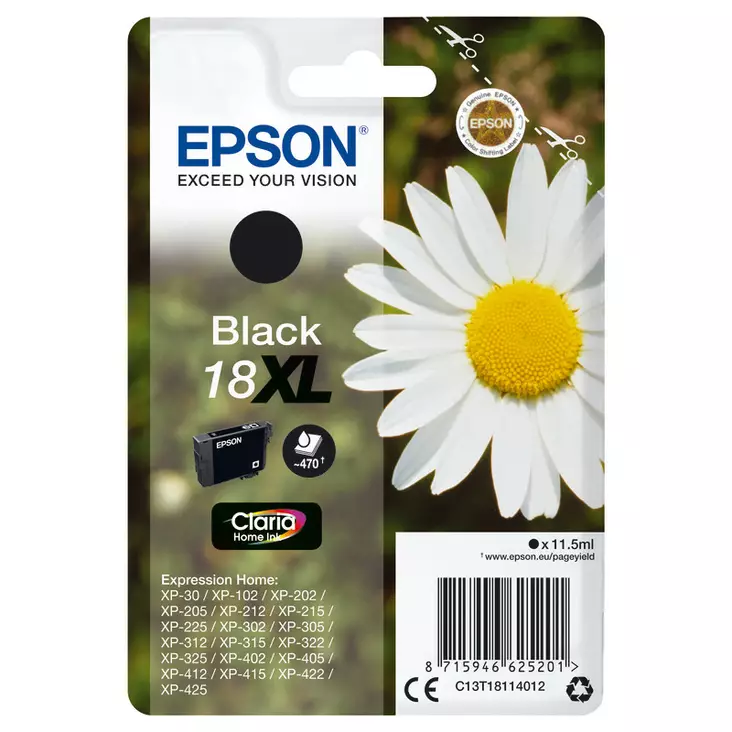 EPSON 18XL MUSTA VÄRIPATRUUNA - Epson-mustesuihkuvärit - 8715946625201 - 1