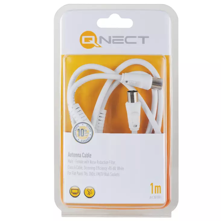 QNECT 301801 ANTENNIKAAPELI 1M - Antennikaapelit - 5706470037991 - 1