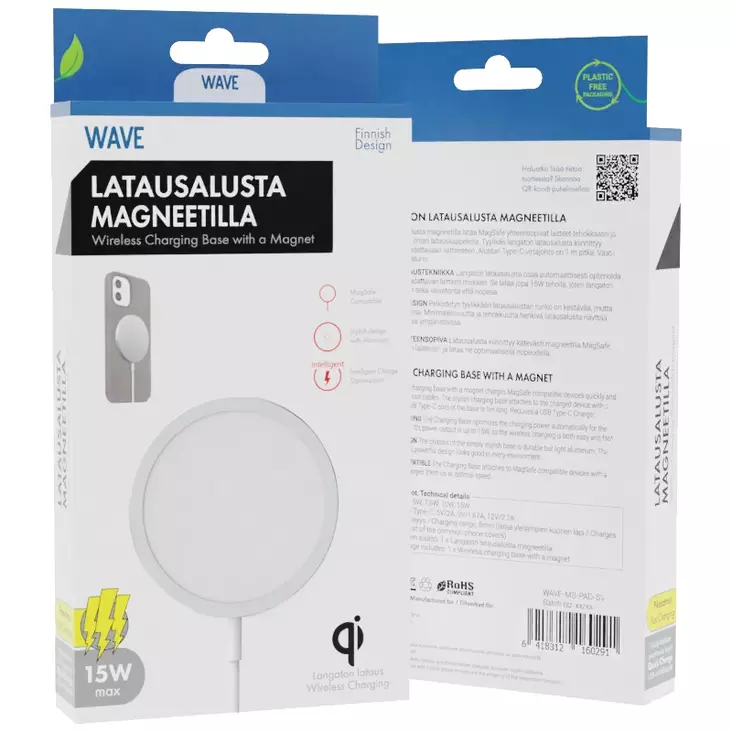 WAVE QI LANGATON MAGSAFE LATAUSALUSTA - Lataus- ja datakaapelit - 6418312160291 - 1