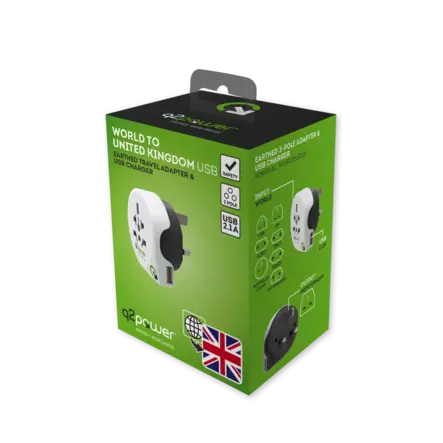 Q2POWER WORLD TO UNITED KINGDOM, USB - Virta- ja matka-adapterit - 7640167560042 - 1