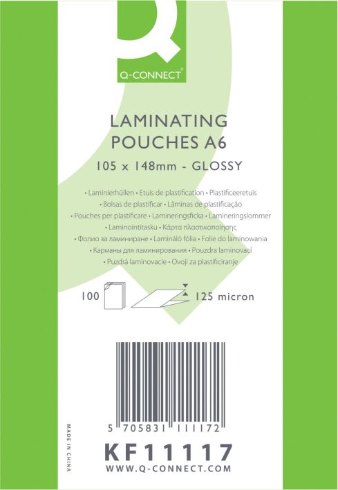 Q-CONNECT A6-LAMINOINTITASKU 125 MIC - Laminointitaskut - 5705831111172 - 1