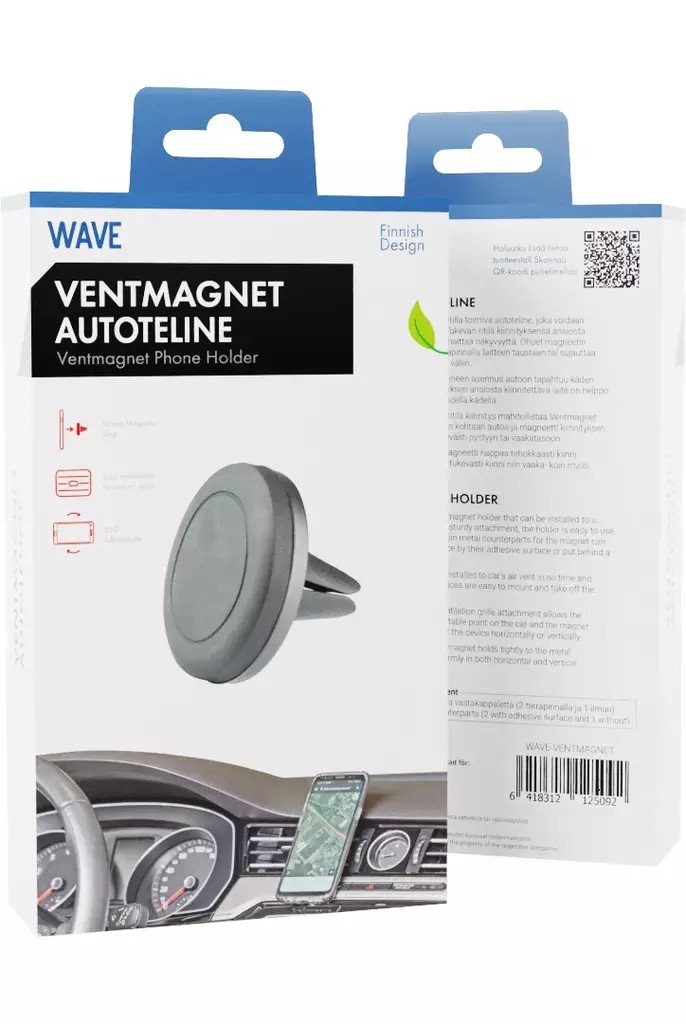 WAVE VENTMAGNET AUTOTELINE MAGNEETILLA - Telineet puhelimelle ja tabletille - 6418312125092 - 1