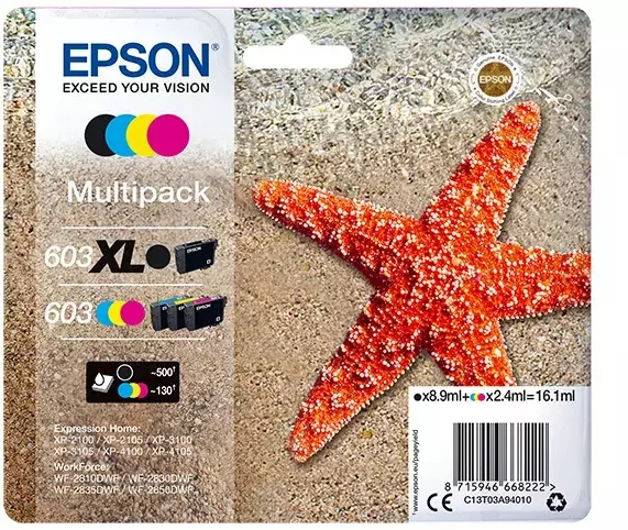EPSON 603 MULTIPACK-NELIVÄRIPAKKAUS - Epson-mustesuihkuvärit - 8715946668222 - 1