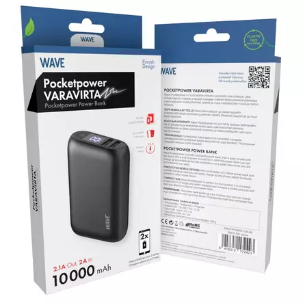 WAVE POCKETPOWER LISÄVIRTALAITE 10000MAH - Varavirtalähteet - 6418312172423 - 1