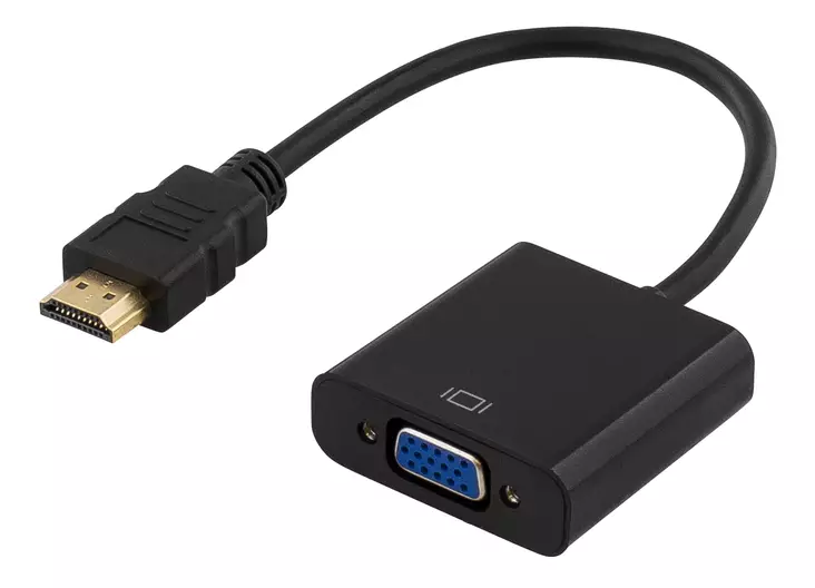 DELTACO HDMI-VGA-ADAPTERI 0.2M MUSTA - Adapterit ja jakajat - 7340004676973 - 1