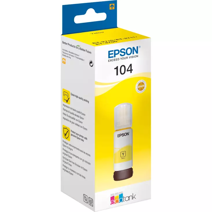EPSON 104 YELLOW MUSTEPULLO 65ML - Epson-mustesuihkuvärit - 8715946655833 - 1