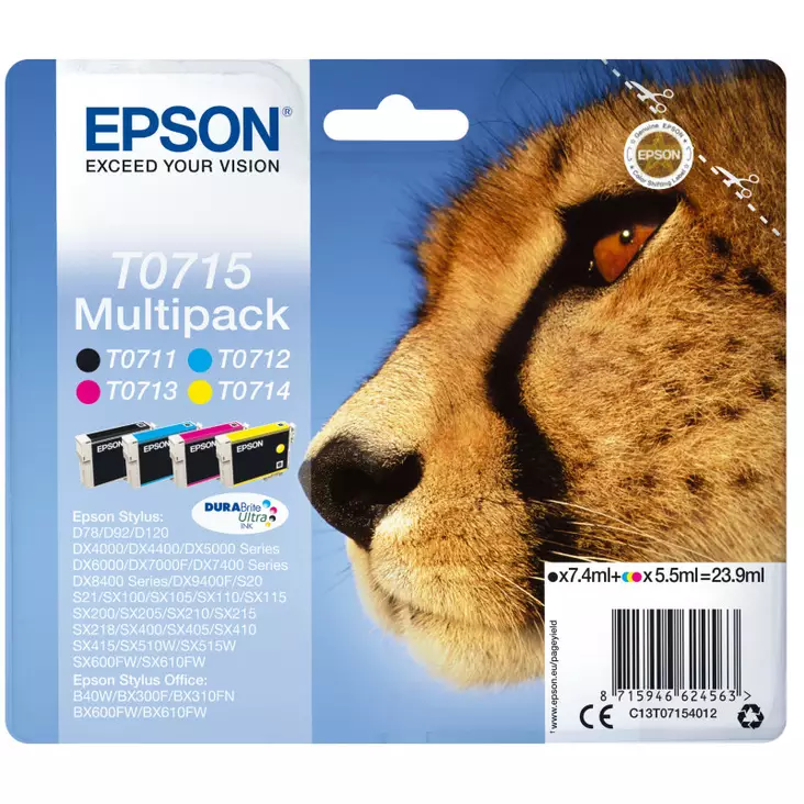EPSON T0715 MULTIPACK-NELIVÄRIPAKKAUS - Epson-mustesuihkuvärit - 8715946624563 - 1