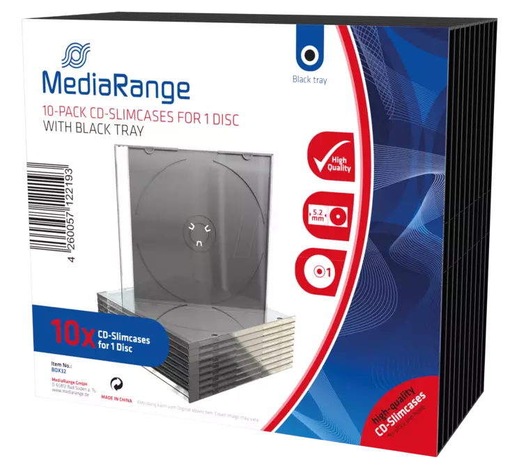 MEDIARANGE SLIM CD-KOTELO 10-PACK - CD/DVD/Blu-ray-levyt - 4260057122193 - 1