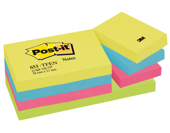 POST-IT 653TFEN 38X51MM ENERGETIC - Viestilaput ja teippimerkit - 4046719505593 - 1