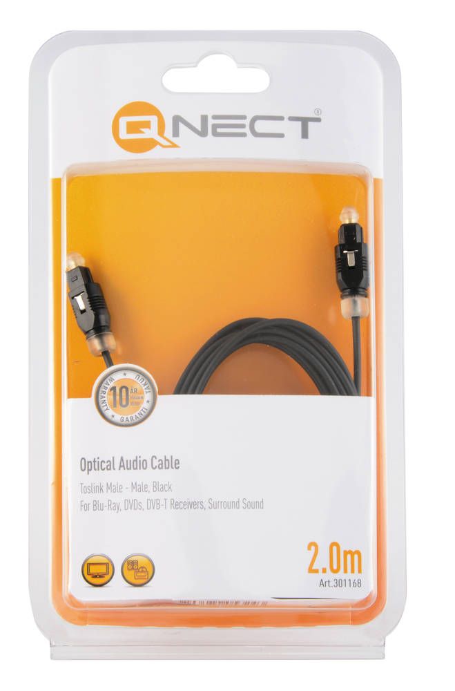 QNECT OPTINEN AUDIOKAAPELI, 2M - Äänikaapelit - 5706470053243 - 1
