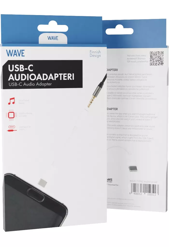 WAVE 3.5MM - USB-C KUULOKEADAPTERI - Adapterit ja jakajat - 6418312150513 - 1