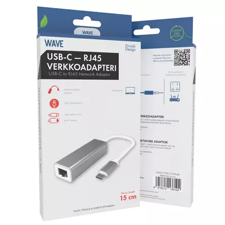 WAVE USB-C - RJ-45 VERKKOADAPTERI 15 CM - Adapterit ja jakajat - 6418312136104 - 1