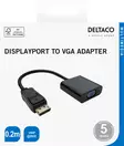 DELTACO DISPLAYPORT-VGA ADAPTERI 0.2M - Adapterit ja jakajat - 7333048053244 - 2