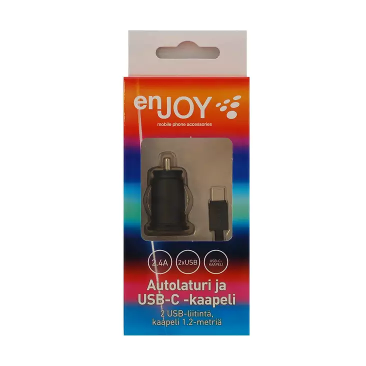ENJOY USB-C AUTOLATURI 2.4A, 2 X USB - Autolaturit - 6438195014054 - 1