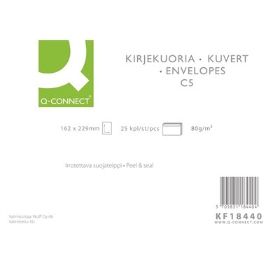 Q-CONNECT C5 TARRAKUORI 80G VALKOINEN - Kirjekuoret - 5705831184404 - 1