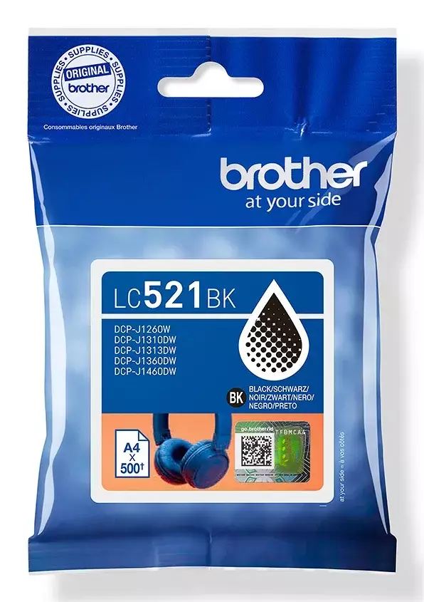 BROTHER LC521BK MUSTA VÄRIPATRUUNA - Brother-mustesuihkuvärit - 4977766839174 - 1