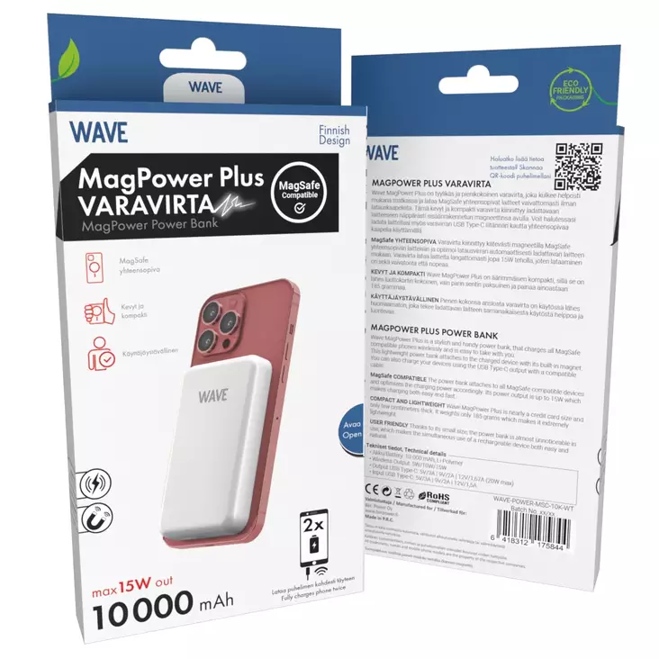 WAVE MAGPOWER PLUS LISÄVIRTA 10000MAH - Varavirtalähteet - 6418312175844 - 1