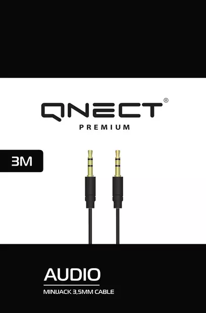 QNECT 3.5MM AUDIOKAAPELI, 3M, MUSTA - Äänikaapelit - 5706470088375 - 2