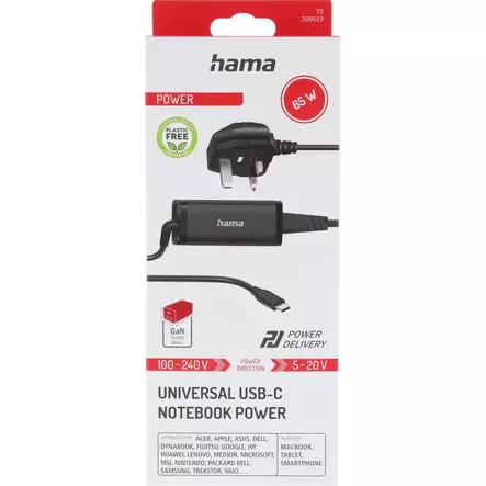 HAMA USB-C KANNETTAVAN LATURI 65W - Kannettavan tietokoneen laturit - 4047443530165 - 2