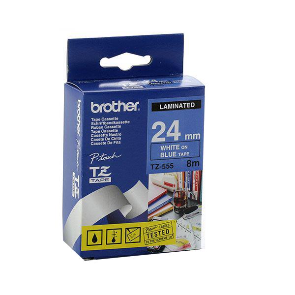 BROTHER TZ-555 24MM WHITE/BLUE 8M - Brother-teipit - 4977766052825 - 1