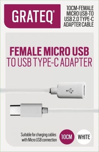 GRATEQ MICROUSB - USB-C ADAPTERI - Lataus- ja datakaapelit - 6438327850505 - 1