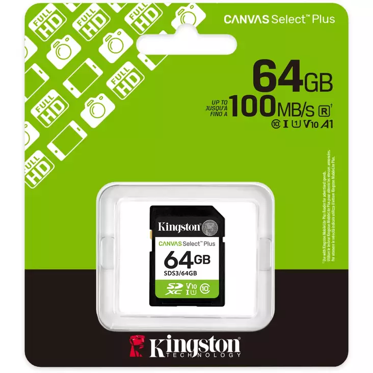 KINGSTON CANVAS SELECT PLUS 64GB SDXC - Muistikortit - 740617348255 - 1