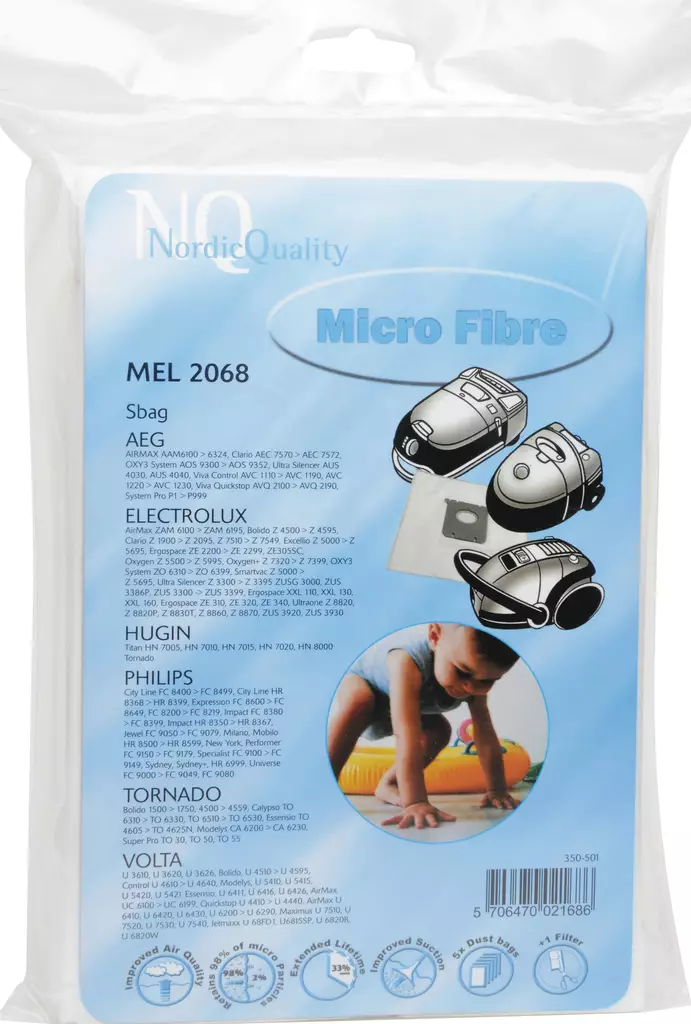 NQ MEL2068 S-BAG MIKROKUITUPÖLYPUSSI - Imurit, pölypussit ja suodattimet - 5706470021686 - 1