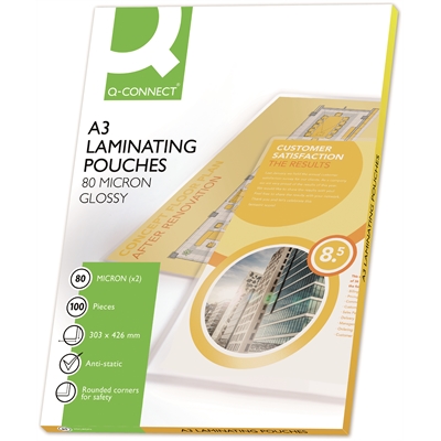 Q-CONNECT A3 LAMINOINTITASKU 80 MICRONIA - Laminointitaskut - 5705831041226 - 1
