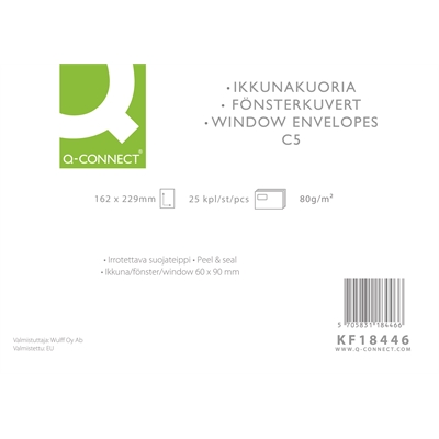 Q-CONNECT C5 ISOIKKUNAKUORI 162X229MM - Kirjekuoret - 5705831184466 - 1