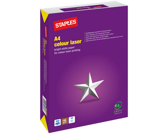 STAPLES COLOUR LASER A4/100G LASERPAPERI - Kopiopaperit - 4045348048136 - 1