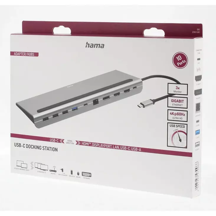 HAMA 10-PORTTINEN USB-C TELAKKA - Telakat - 4047443470966 - 1