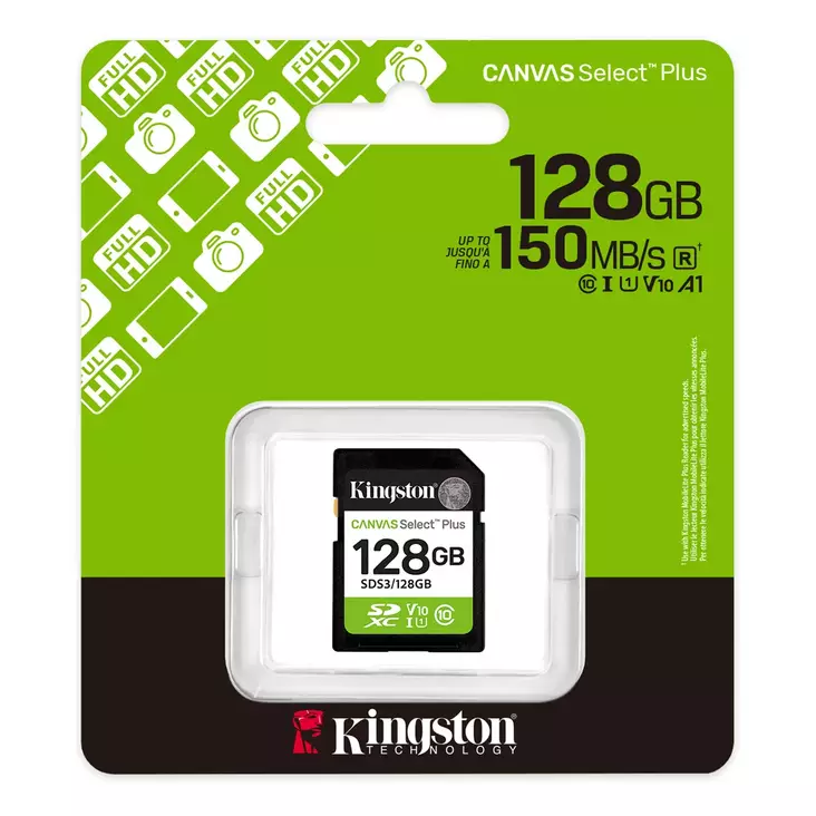 KINGSTON CANVAS SELECT PLUS GEN 3 128GB - Muistikortit - 740617348286 - 1