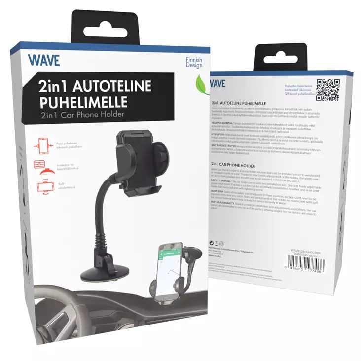 WAVE 2-IN-1 AUTOTELINE PUHELIMELLE - Telineet puhelimelle ja tabletille - 6418312177466 - 1