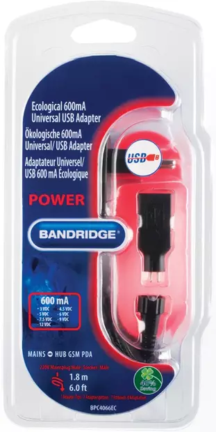 BANDRIDGE BPC4066EC 600MA VIRTALÄHDE - Jatkojohdot - 8717587039997 - 2