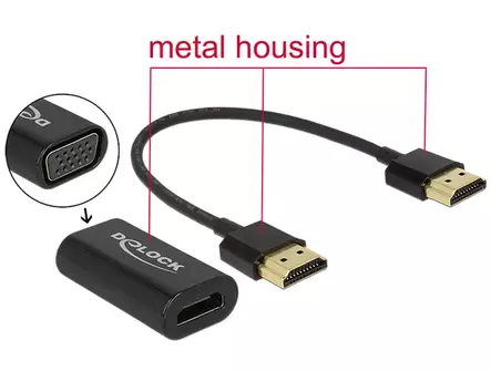 DELOCK HDMI-VGA-ADAPTERI 15 CM - Adapterit ja jakajat - 4043619656677 - 1