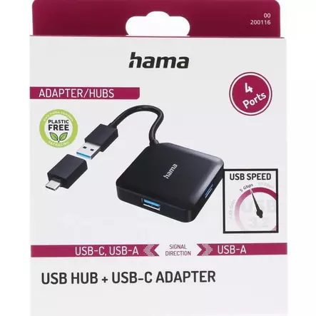HAMA 4-PORTTINEN USB-JAKAJA / HUB - USB-jakajat ja muistikortinlukijat - 4047443436887 - 2