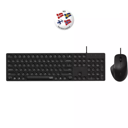 RAPOO NX8020 LANGATON NÄPPÄIMISTÖ+HIIRI - Näppäimistöt - 6940056123237 - 1