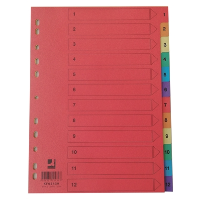 Q-CONNECT NUMEROHAKEMISTO 1-12 KARTONKI - Välilehdet ja hakemistot - 5705831024397 - 1