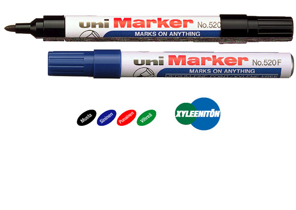 UNI 520F PERMANENT MARKER 2MM PUNAINEN - Merkintäkynät - 4902778559277 - 1