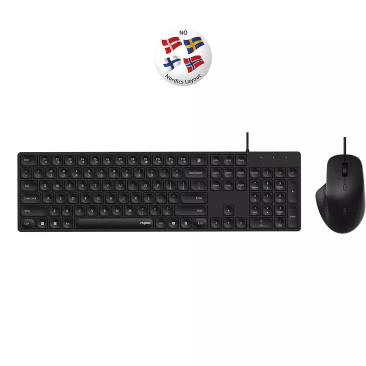 RAPOO NX8020 LANGATON NÄPPÄIMISTÖ+HIIRI - Näppäimistöt - 6940056123237 - 1