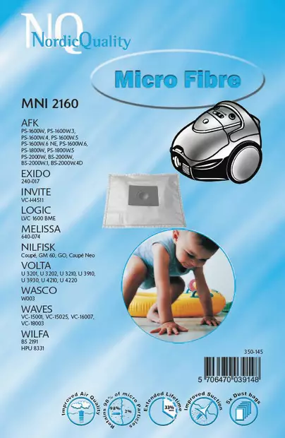 NORDIC QUALITY MNI2160 PÖLYPUSSIPAKETTI - Imurit, pölypussit ja suodattimet - 5706470039148 - 1