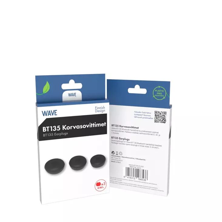 WAVE BT135 KORVASOVITTIMET 3 KPL/PKT - Handsfree-kuulokkeet - 6418312166538 - 1