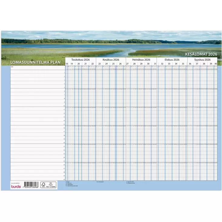 BURDE LOMASUUNNITELMA PLAN 2026 FSC - Kalenterit - 7333420236968 - 1